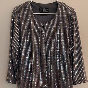 Alex Evenings Petite Silver Sparkle Twin Set